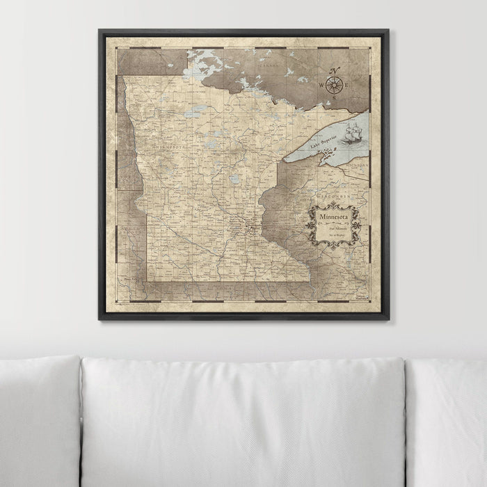 Push Pin Minnesota Map (Pin Board) - Rustic Vintage