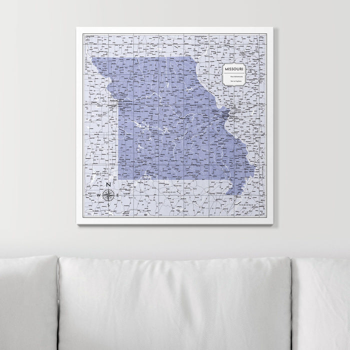 Push Pin Missouri Map (Pin Board) - Purple Color Splash