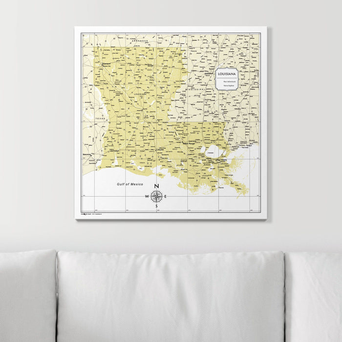 Push Pin Louisiana Map (Pin Board) - Yellow Color Splash