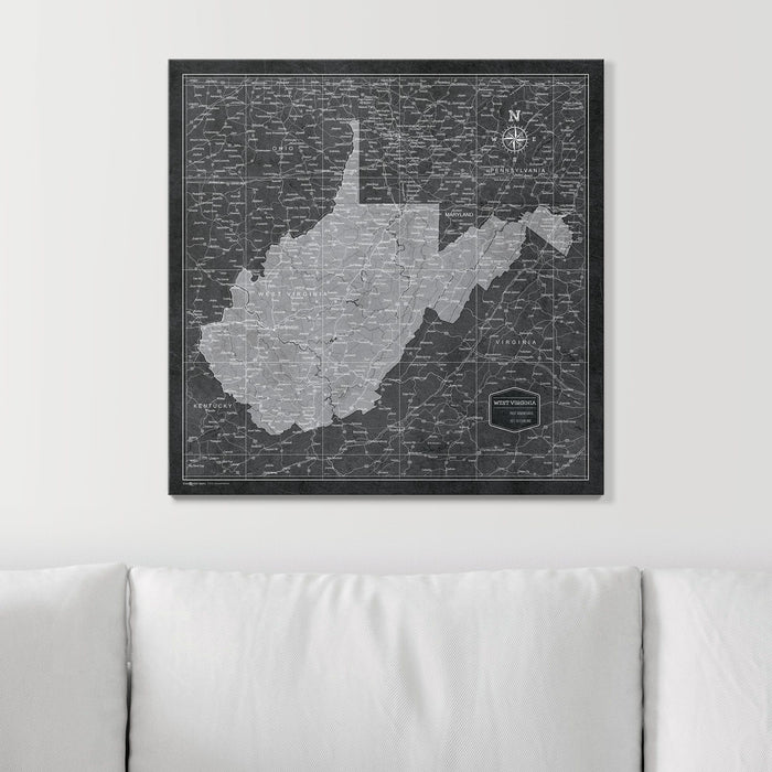 Push Pin West Virginia Map (Pin Board) - Modern Slate