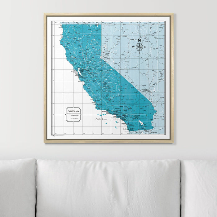 Push Pin California Map (Pin Board) - Teal Color Splash CM Pin Board