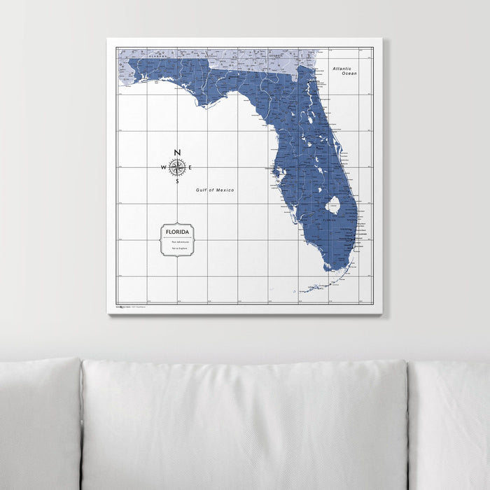 Push Pin Florida Map (Pin Board) - Navy Color Splash
