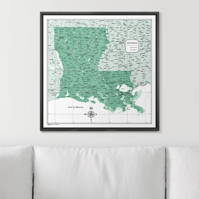 Push Pin Louisiana Map (Pin Board) - Green Color Splash