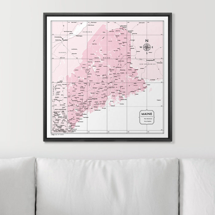 Push Pin Maine Map (Pin Board) - Pink Color Splash