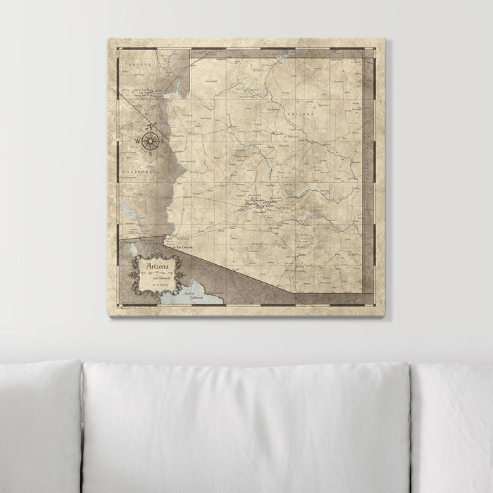 Push Pin Arizona Map (Pin Board) - Rustic Vintage