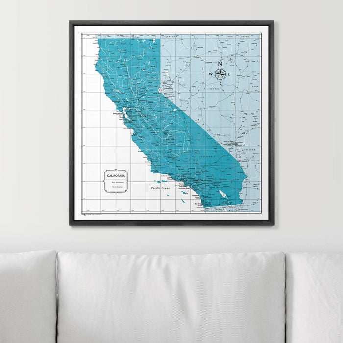 Push Pin California Map (Pin Board) - Teal Color Splash