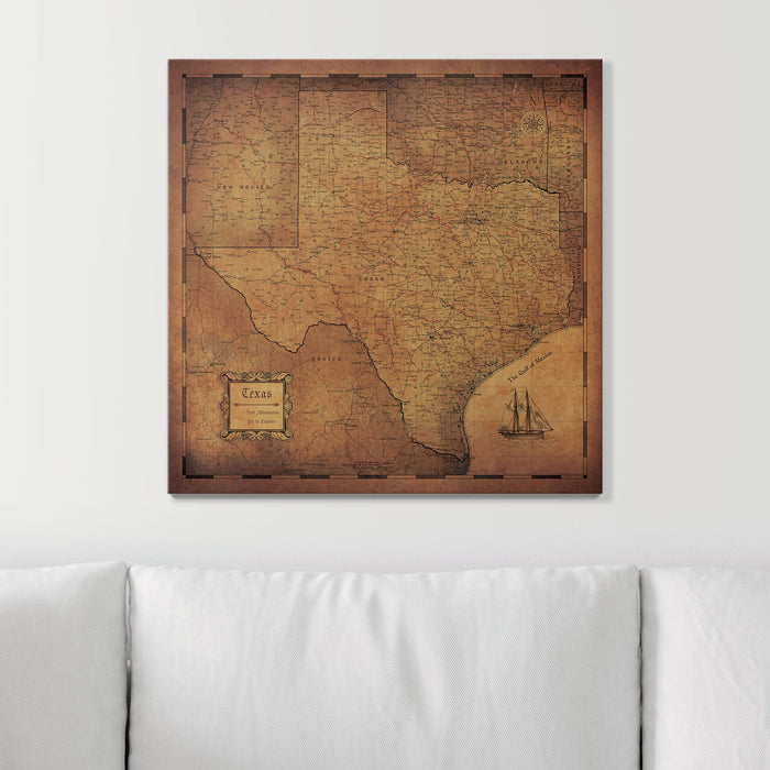 Push Pin Texas Map (Pin Board) - Golden Aged