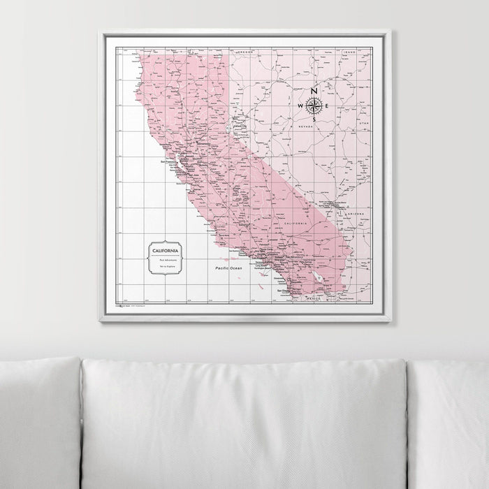 Push Pin California Map (Pin Board) - Pink Color Splash