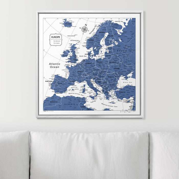 Push Pin Europe Map (Pin Board) - Navy Color Splash CM Pin Board