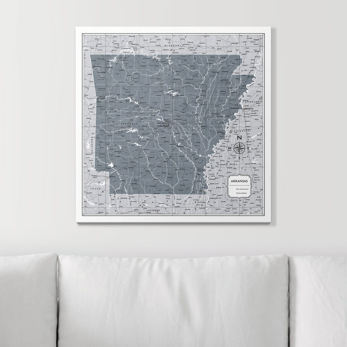 Push Pin Arkansas Map (Pin Board) - Dark Gray Color Splash