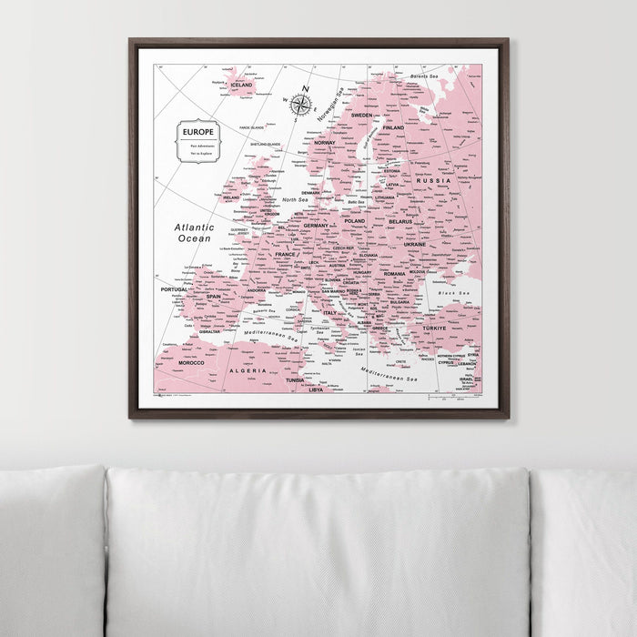Push Pin Europe Map (Pin Board) - Pink Color Splash