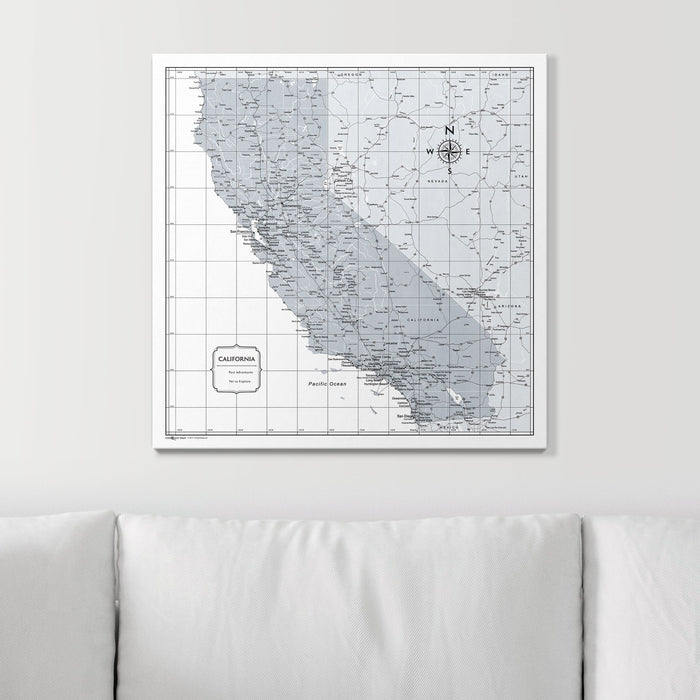Push Pin California Map (Pin Board) - Light Gray Color Splash CM Pin Board
