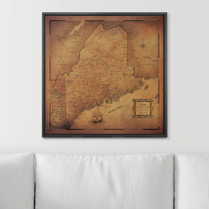 Push Pin Maine Map (Pin Board) - Golden Aged CM Pin Board