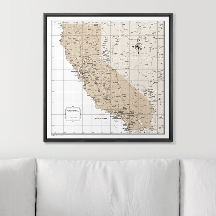 Push Pin California Map (Pin Board) - Light Brown Color Splash