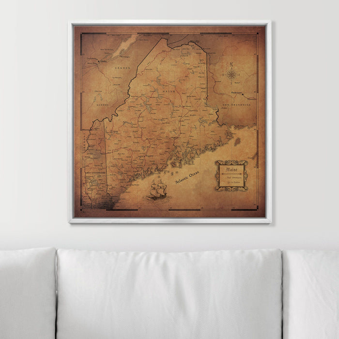 Push Pin Maine Map (Pin Board) - Golden Aged
