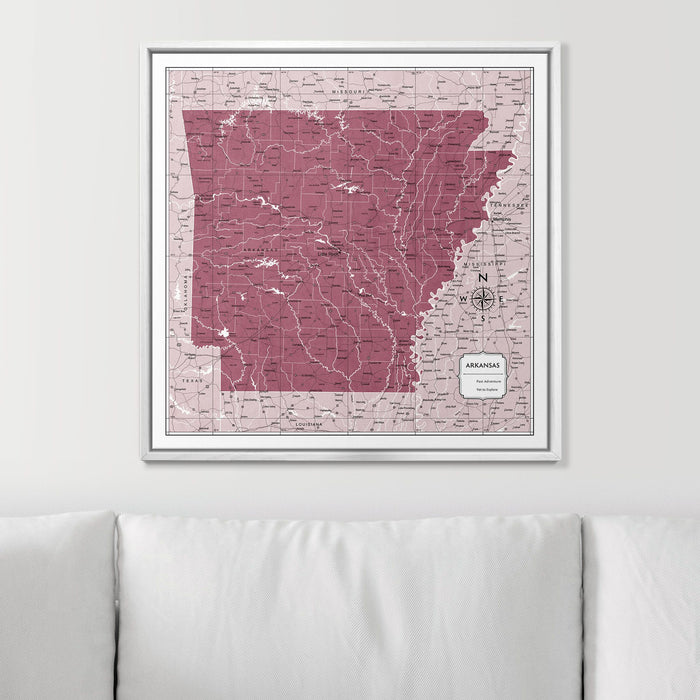 Push Pin Arkansas Map (Pin Board) - Burgundy Color Splash CM Pin Board