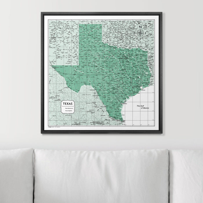 Push Pin Texas Map (Pin Board) - Green Color Splash CM Pin Board