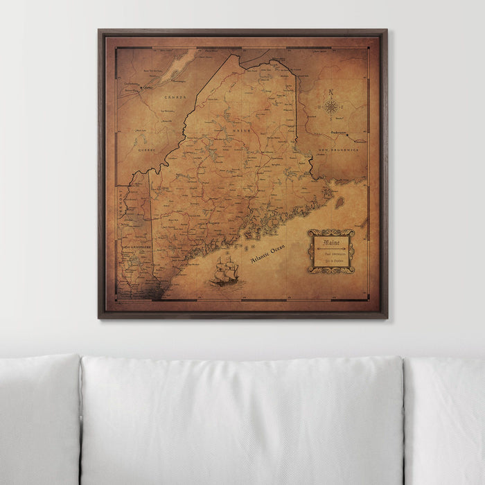 Push Pin Maine Map (Pin Board) - Golden Aged
