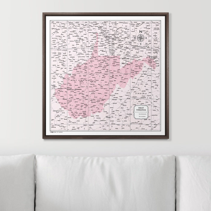 Push Pin West Virginia Map (Pin Board) - Pink Color Splash
