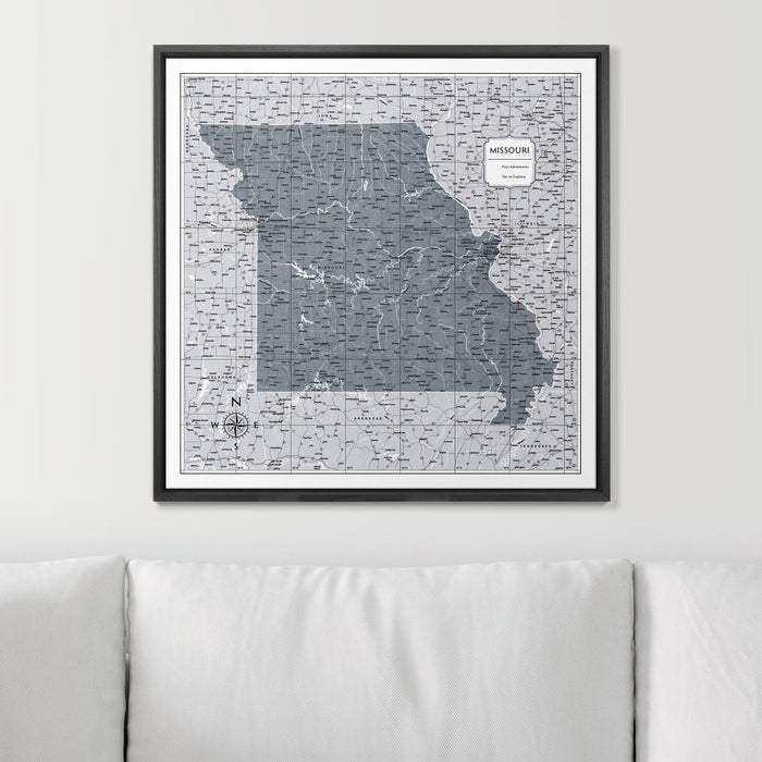 Push Pin Missouri Map (Pin Board) - Dark Gray Color Splash