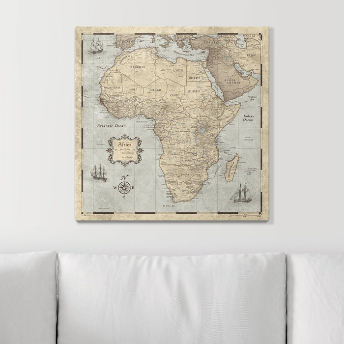 Push Pin Africa Map (Pin Board) - Rustic Vintage CM Pin Board