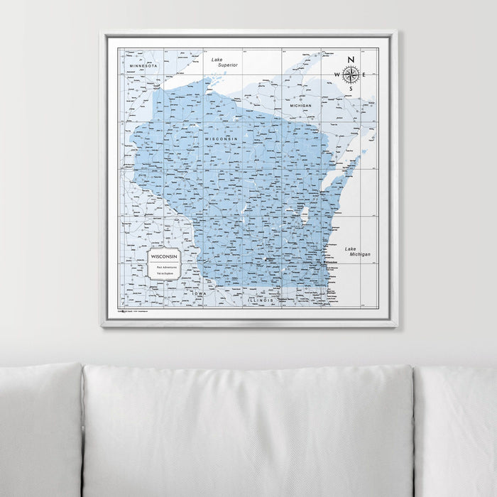 Push Pin Wisconsin Map (Pin Board) - Light Blue Color Splash