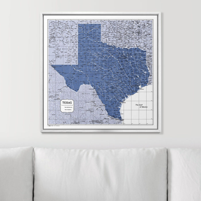 Push Pin Texas Map (Pin Board) - Navy Color Splash