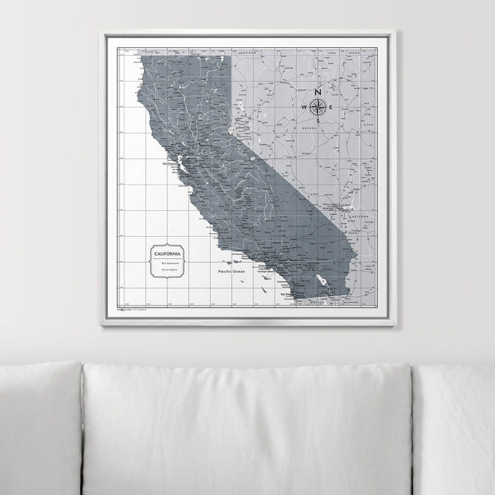 Push Pin California Map (Pin Board) - Dark Gray Color Splash