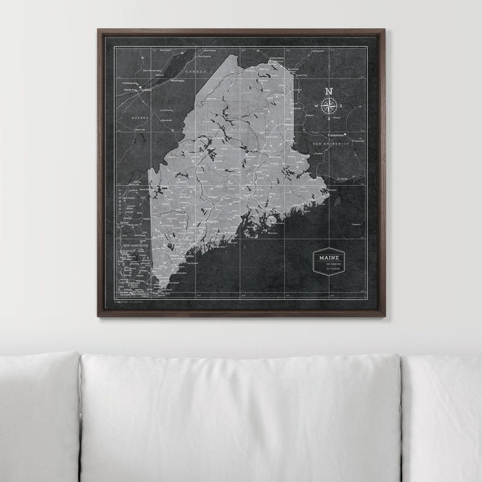 Push Pin Maine Map (Pin Board) - Modern Slate