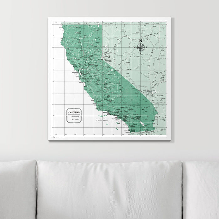 Push Pin California Map (Pin Board) - Green Color Splash