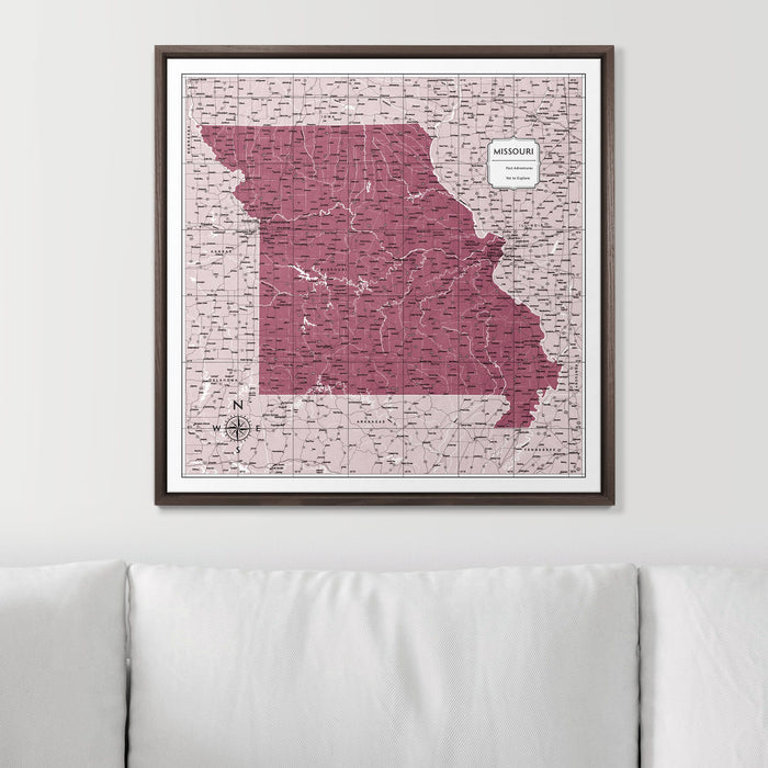 Push Pin Missouri Map (Pin Board) - Burgundy Color Splash CM Pin Board