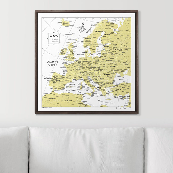 Push Pin Europe Map (Pin Board) - Yellow Color Splash