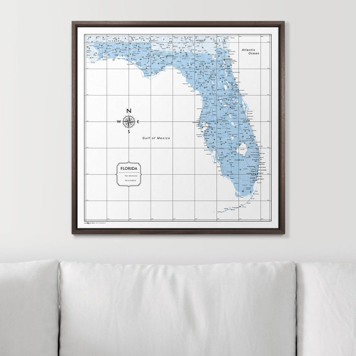 Push Pin Florida Map (Pin Board) - Light Blue Color Splash CM Pin Board