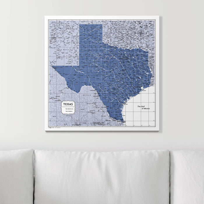 Push Pin Texas Map (Pin Board) - Navy Color Splash