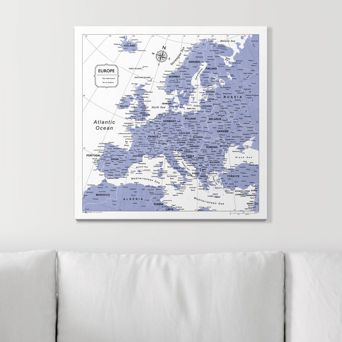 Push Pin Europe Map (Pin Board) - Purple Color Splash