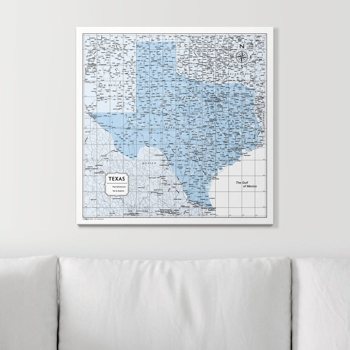 Push Pin Texas Map (Pin Board) - Light Blue Color Splash