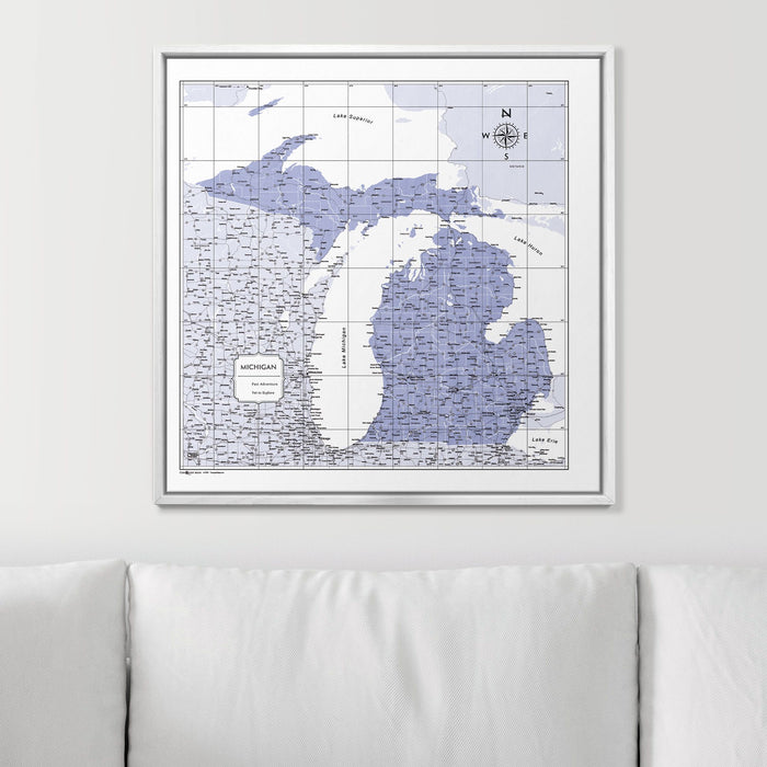 Push Pin Michigan Map (Pin Board) - Purple Color Splash