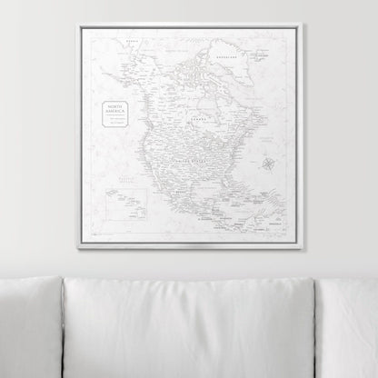 Push Pin North America Map (Pin Board) - Classic Marble CM Pin Board