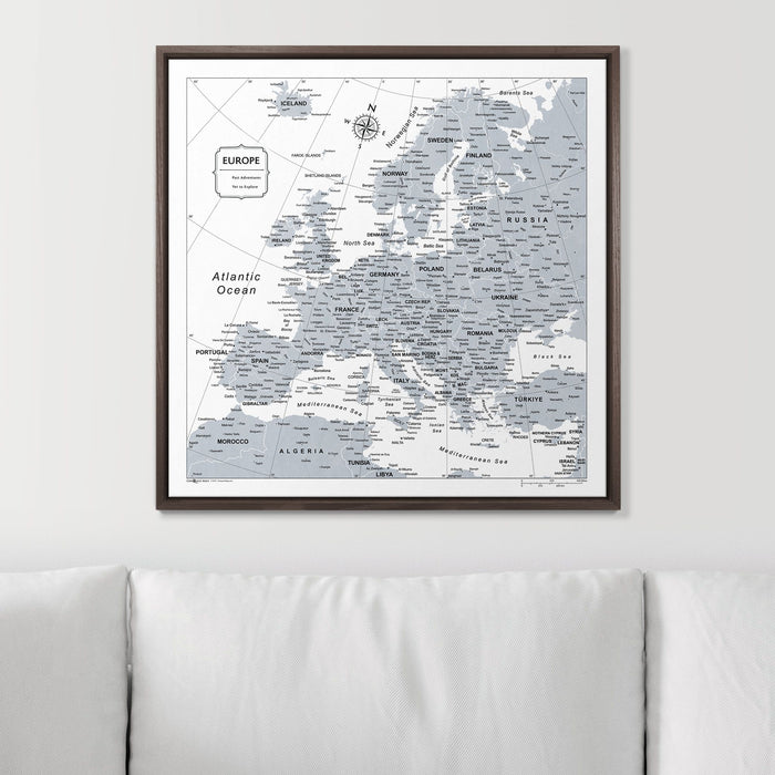 Push Pin Europe Map (Pin Board) - Light Gray Color Splash CM Pin Board