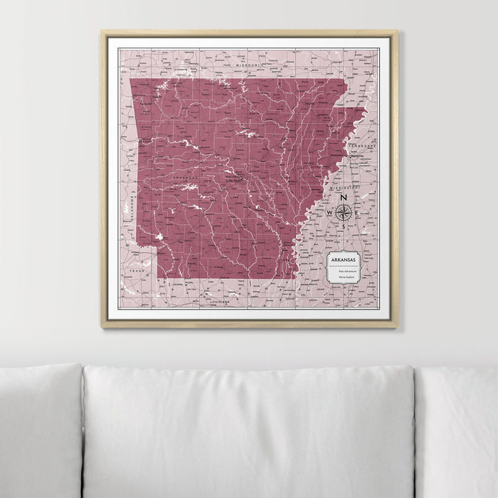 Push Pin Arkansas Map (Pin Board) - Burgundy Color Splash CM Pin Board