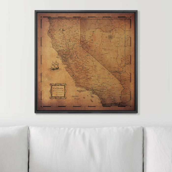 Push Pin California Map (Pin Board) - Golden Aged