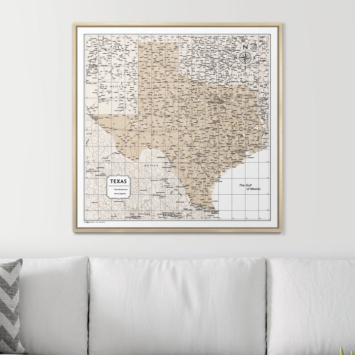 Push Pin Texas Map (Pin Board) - Light Brown Color Splash CM Pin Board