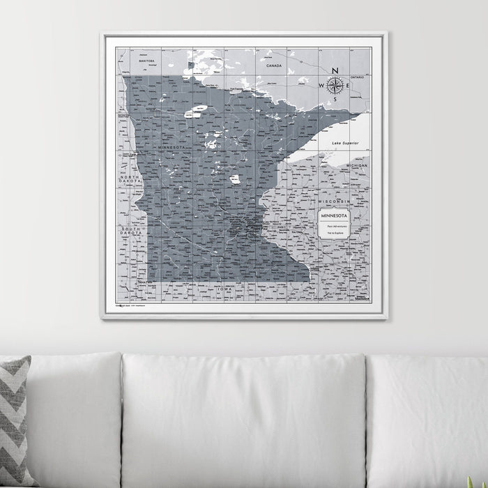 Push Pin Minnesota Map (Pin Board) - Dark Gray Color Splash