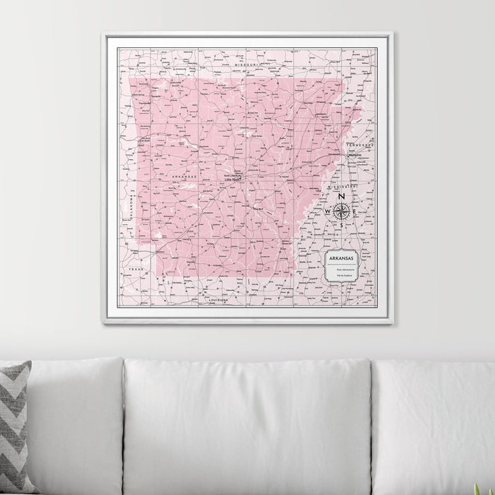 Push Pin Arkansas Map (Pin Board) - Pink Color Splash CM Pin Board