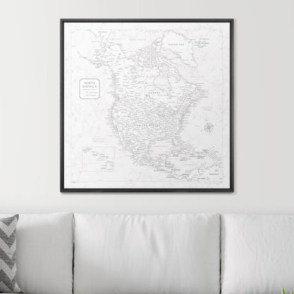 Push Pin North America Map (Pin Board) - Classic Marble CM Pin Board