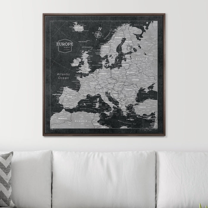 Push Pin Europe Map (Pin Board) - Modern Slate CM Pin Board