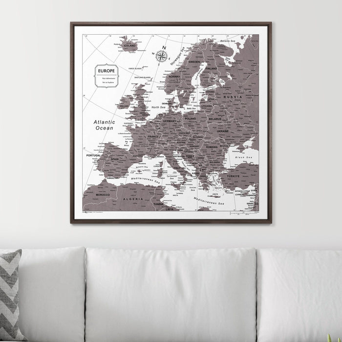 Push Pin Europe Map (Pin Board) - Dark Brown Color Splash CM Pin Board