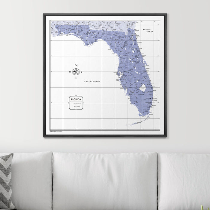 Push Pin Florida Map (Pin Board) - Purple Color Splash
