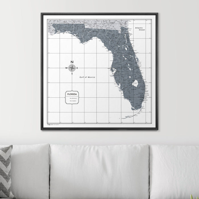 Push Pin Florida Map (Pin Board) - Dark Gray Color Splash CM Pin Board