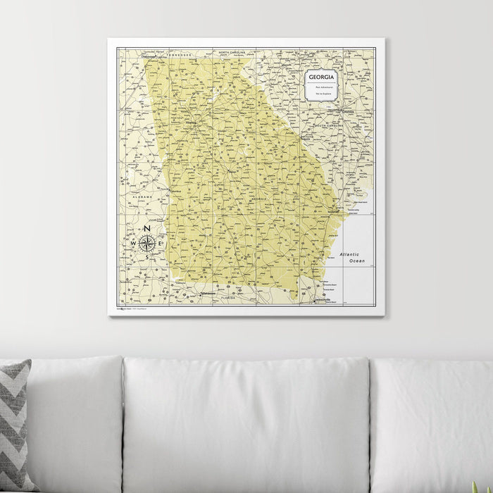 Push Pin Georgia Map (Pin Board) - Yellow Color Splash